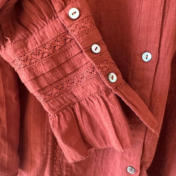 Sundance Long Sleeve Button Up Louisa Peasant Blouse Pleaded Shirt SZ XL #2522 - Picture 10 of 15